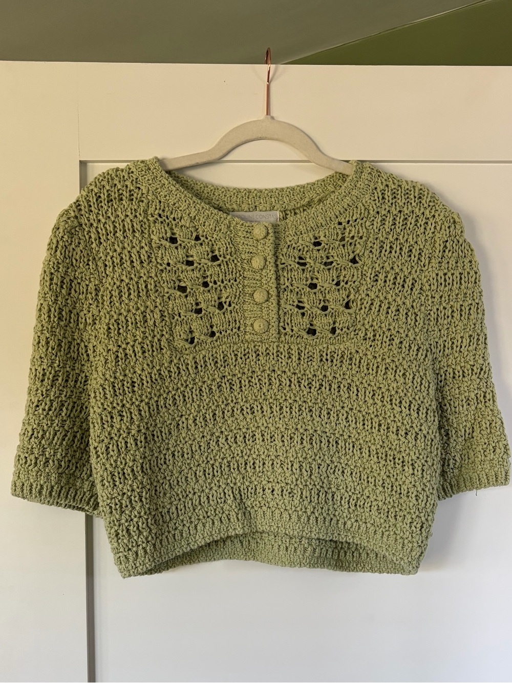 Caroline Constas crochet open knit crop sweater